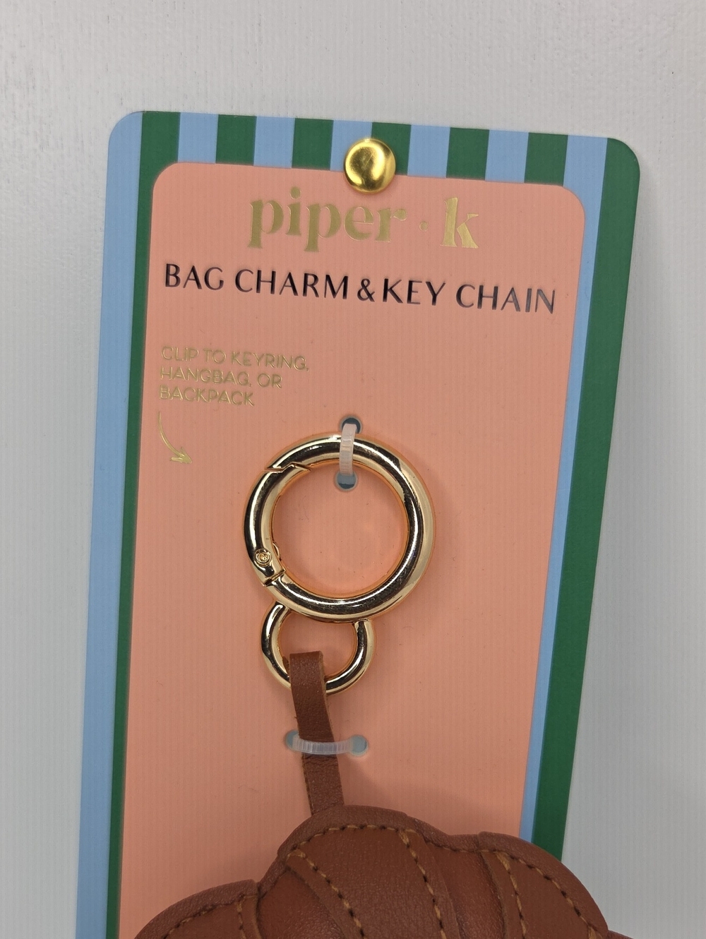 🥐▪️Piper K ▪️uk Exclusive Brown Croissant Bag Charm & Key Chain with Gold Ring - Picture 4 of 6